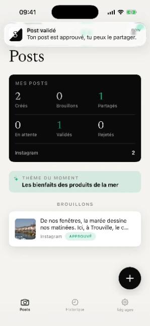 Publication par un responsable sur les comptes de la marque, via le partage natif de l’iPhone.